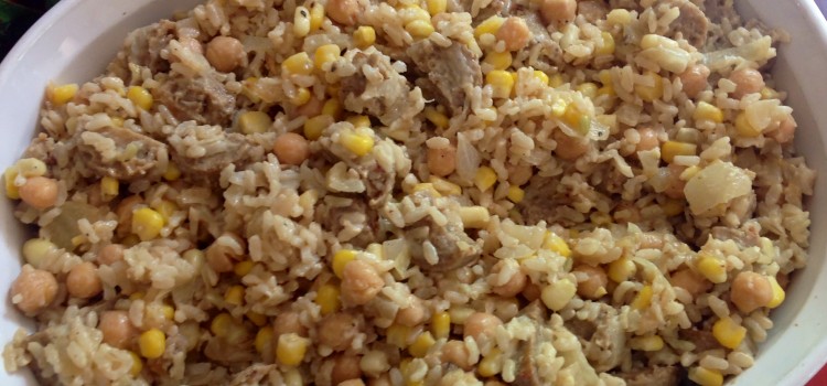 Coconut Rice with Beans, Corn and Sausage